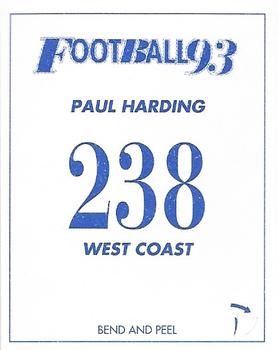 1993 Select AFL Stickers #238 Paul Harding Back